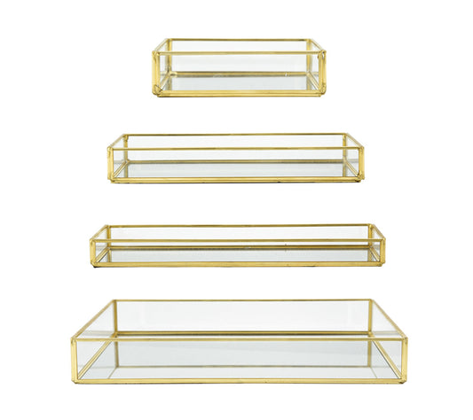 Set of Four Geometic Glass Table Trays by Valer ie