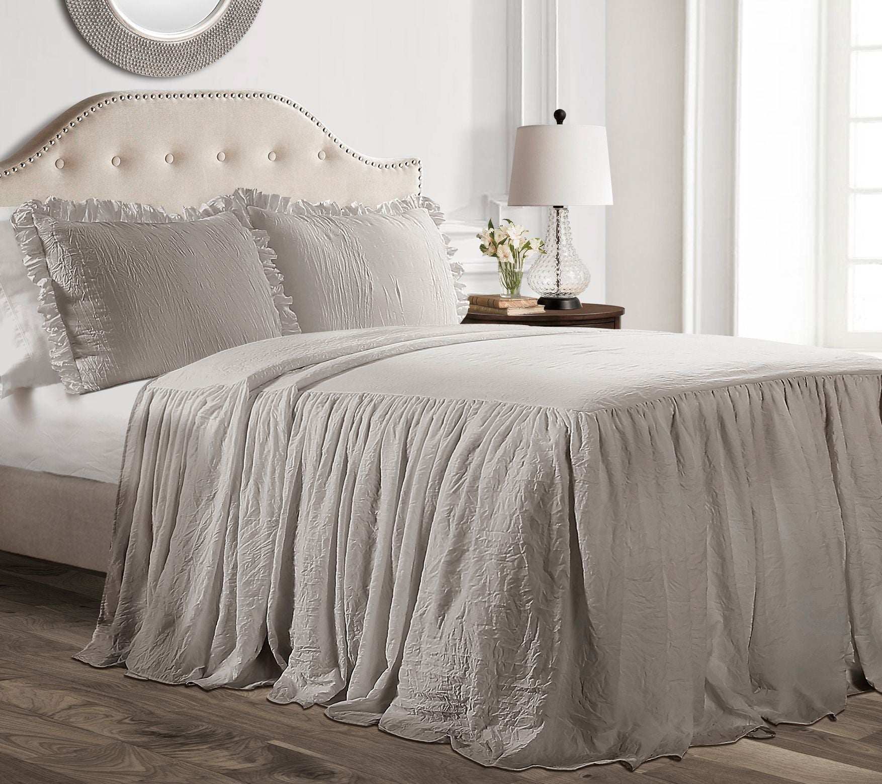 Ruffle Skirt Bedspread 3Pc Set Cal King by LushDecor