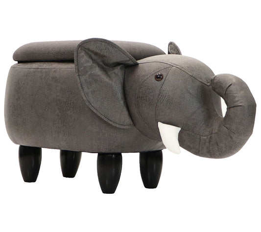 Critter Sitters 15" Seat Height Gray Elephant Storage Ottoman