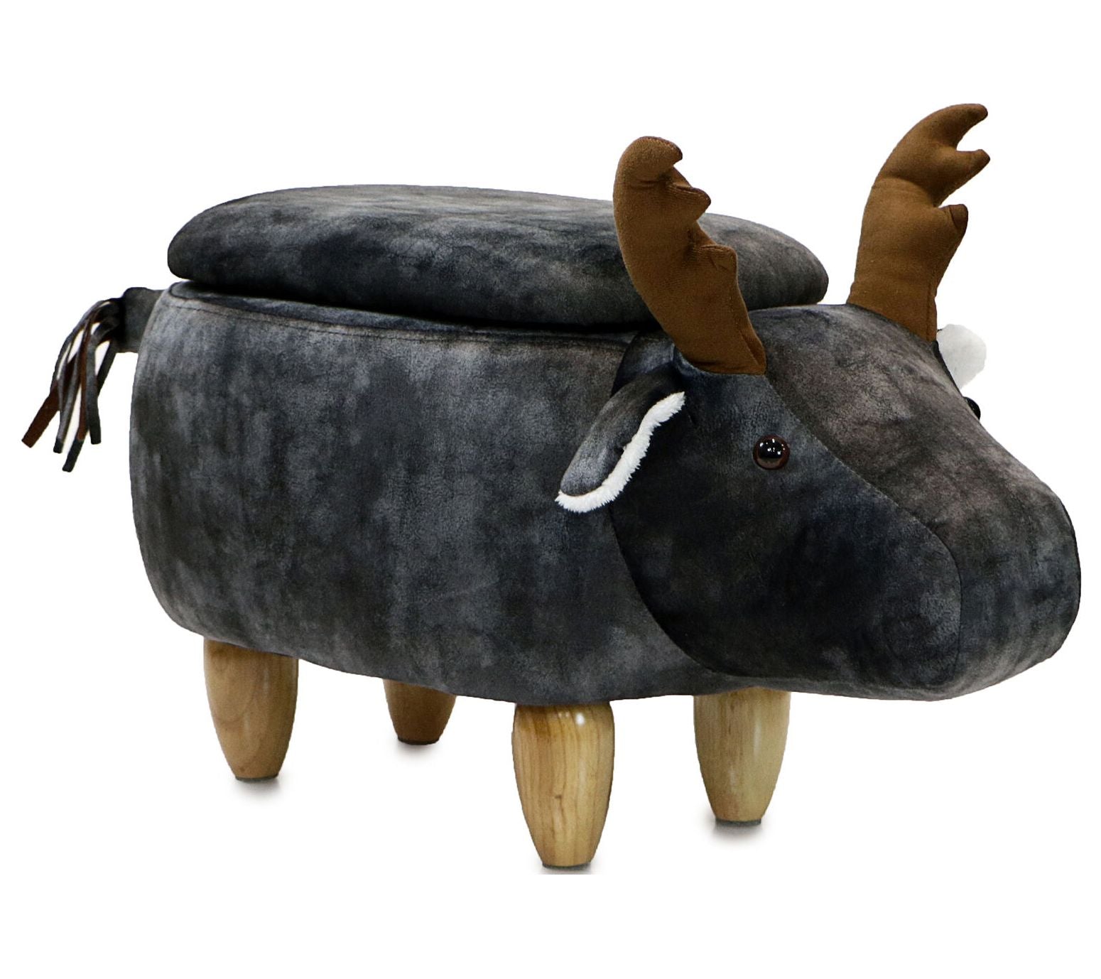 Critter Sitters 15" Seat Height Gray Moose Storage Ottoman