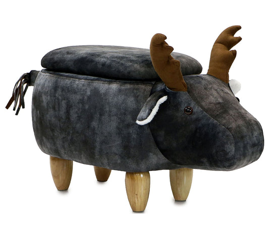Critter Sitters 15" Seat Height Gray Moose Storage Ottoman