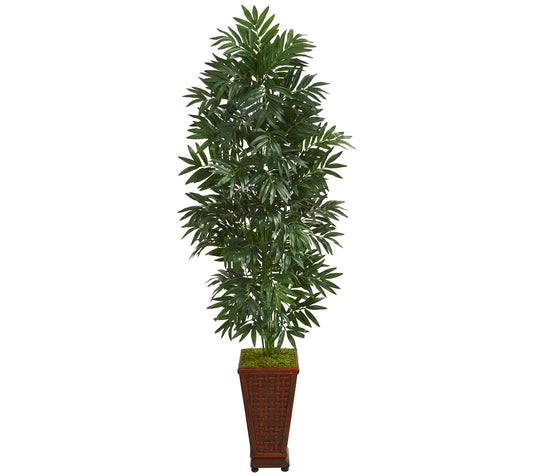 Bamboo Palm Plant in Decorative Planter by Nearly Natural