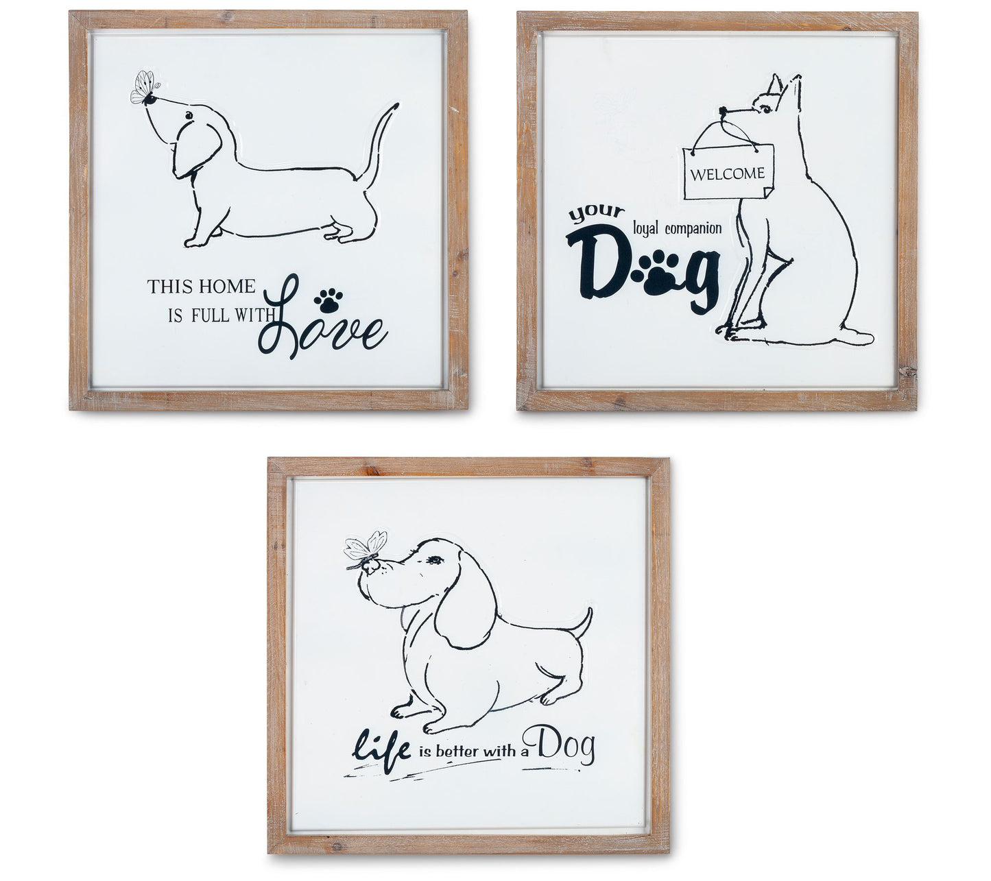 Set of 3 Wood Framed Metal Dog Decor by GersonCo.