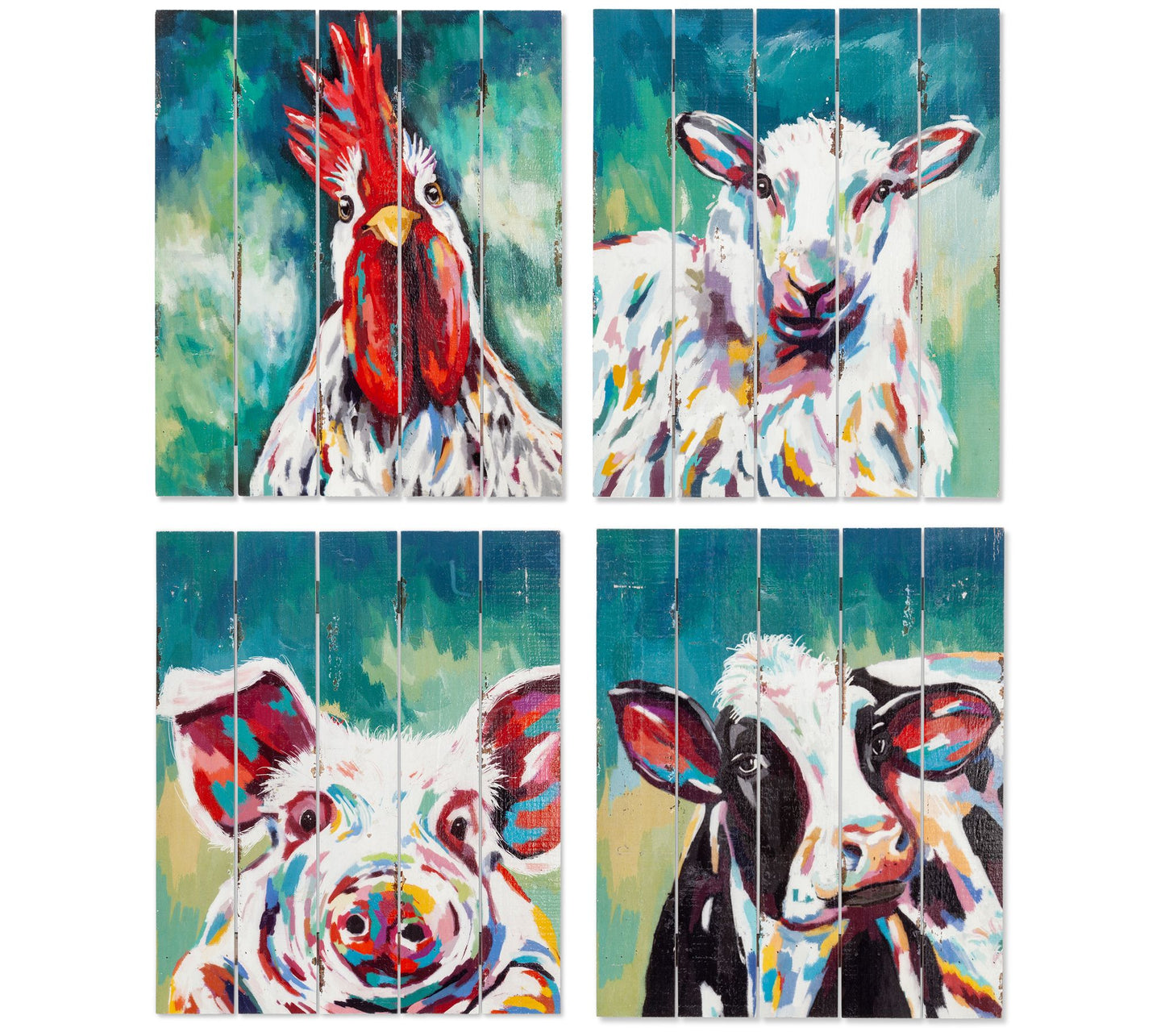 Set of 4 Wooden Farm Animal Wall Decor by Gerson Co.