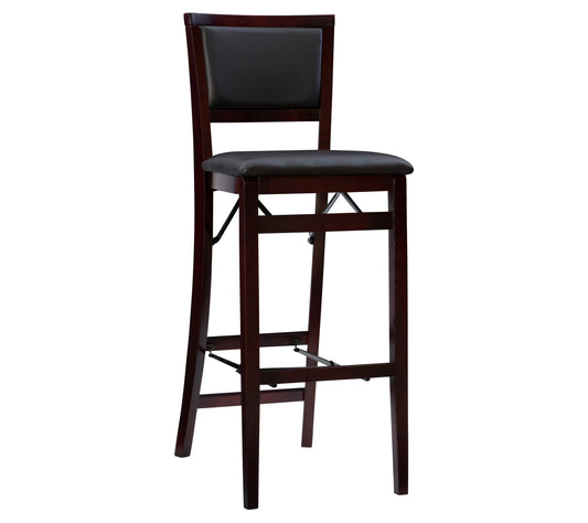 Linon Home Kasey Pad Back Wood Frame Easy Folding Bar Stool