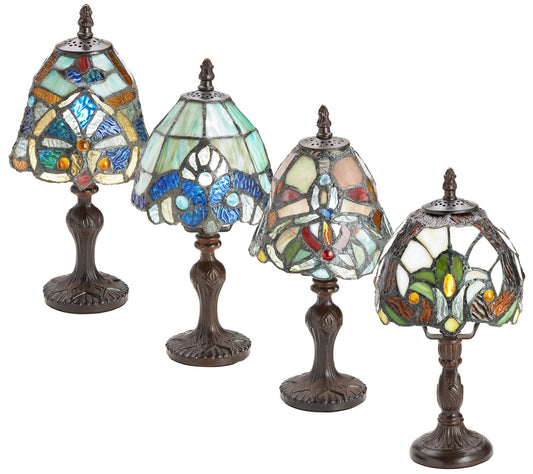 River of Goods S/4 4 Tiffany-Style Stained Glass Accent Lamps