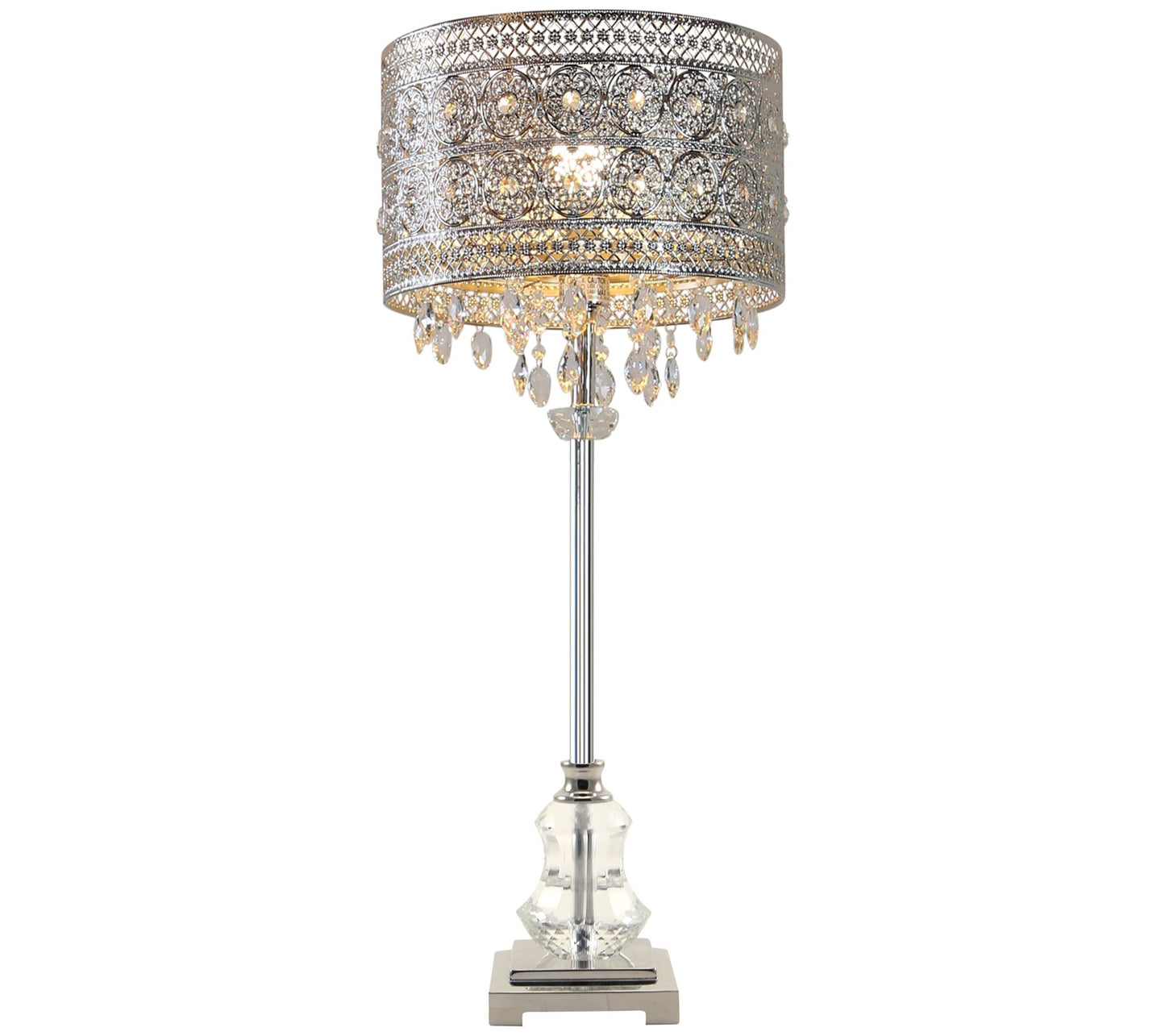 River of Goods 28.75"H Polished Nickel & Crystal Buffet Lamp