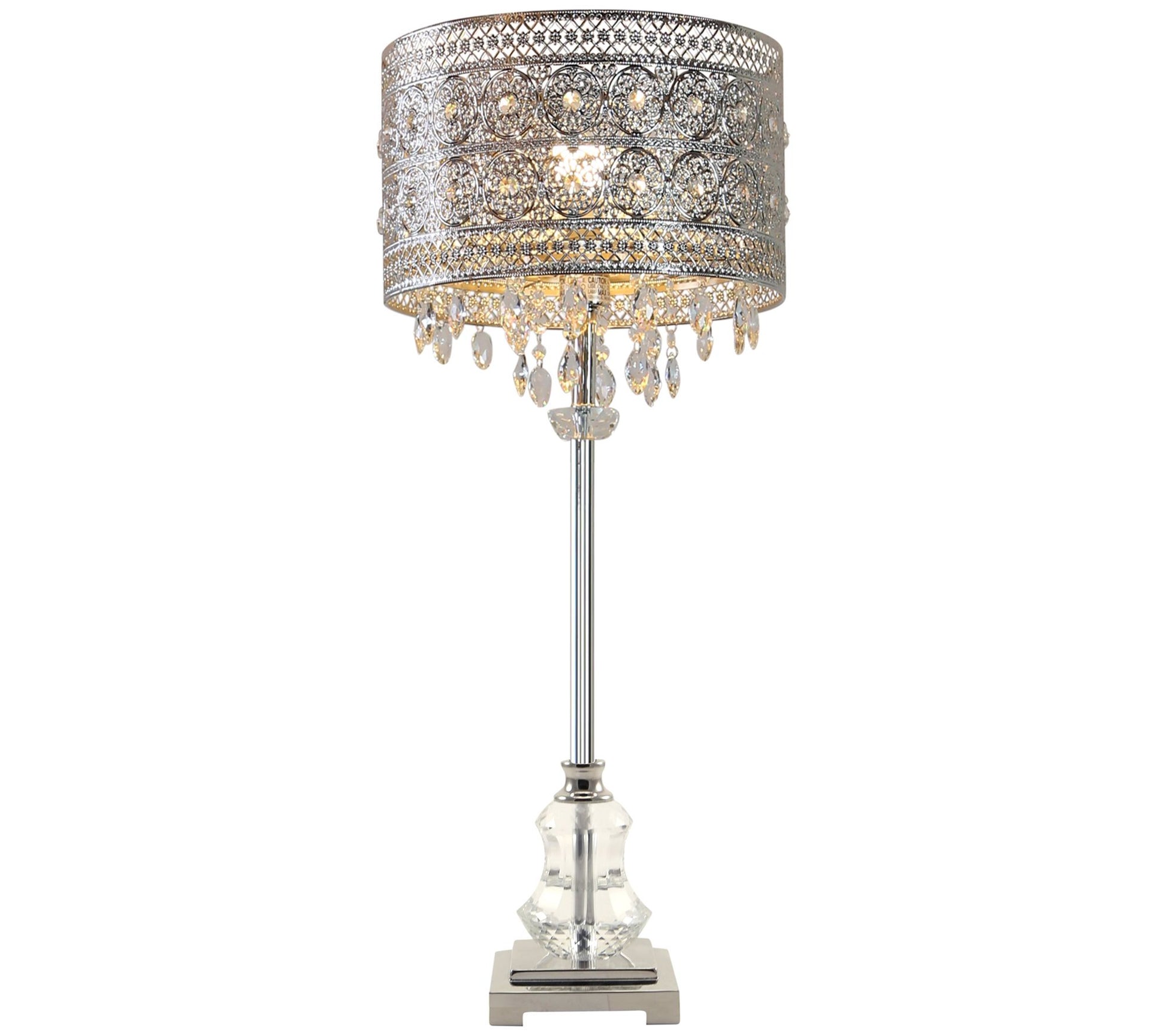 River of Goods 28.75"H Polished Nickel & Crystal Buffet Lamp