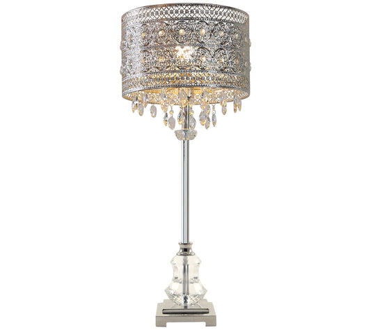 River of Goods 28.75"H Polished Nickel & Crystal Buffet Lamp