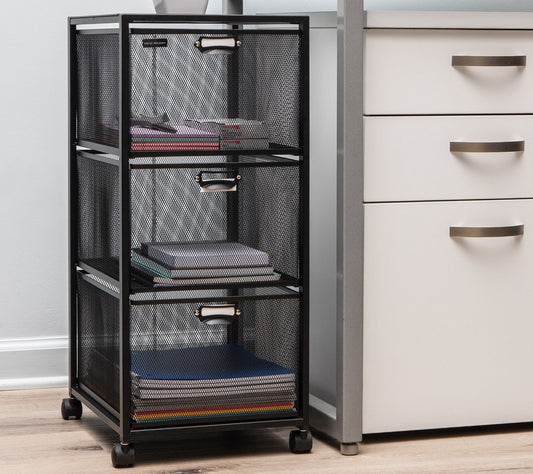 Mind Reader 3 Drawers Rolling File Cabinet withWheels