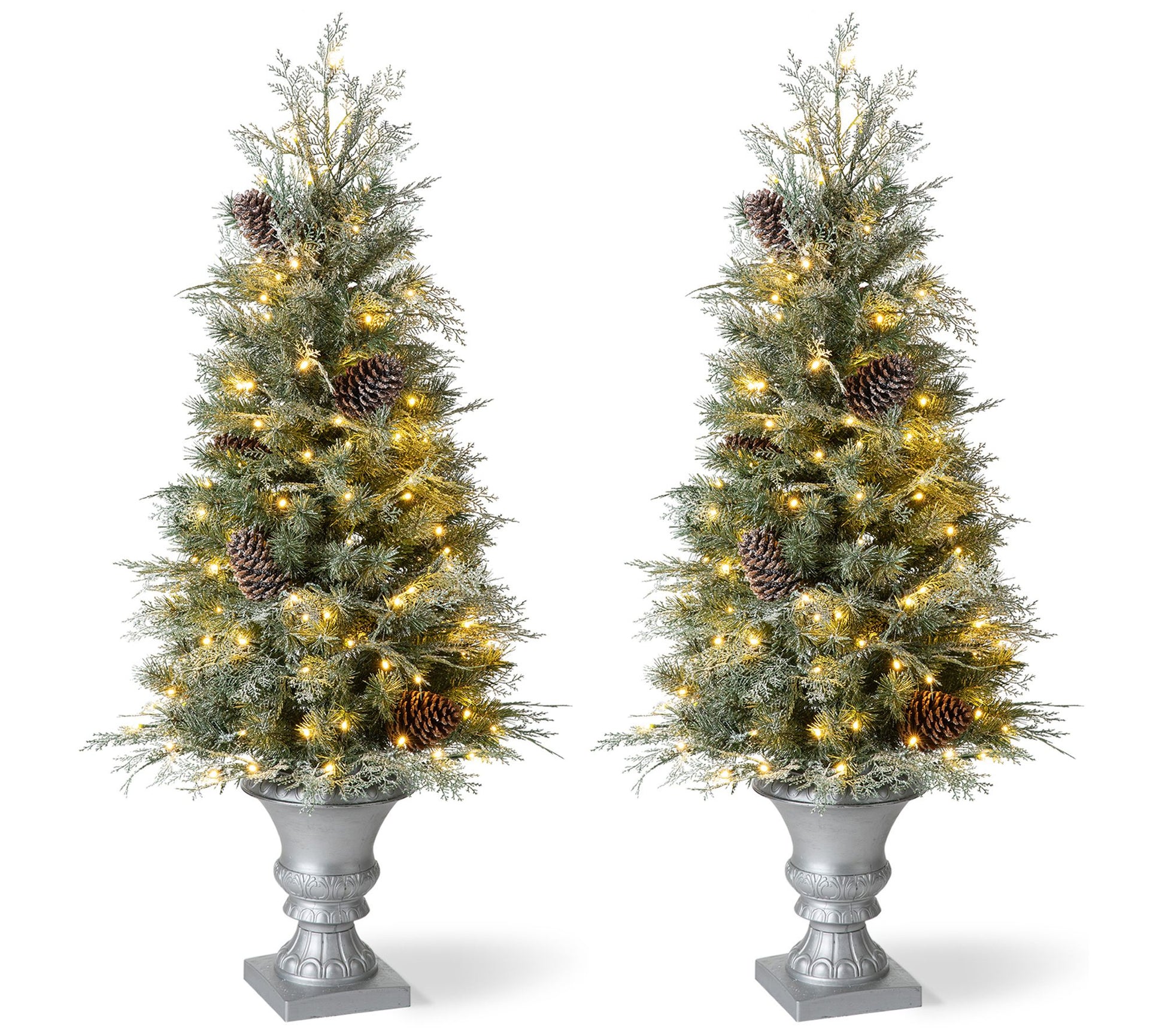 Glitzhome 4ft P inecone Artific ial Christmas P orch Tree S/2