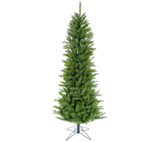 7.5' Winter Wonderland Slim Green Christmas Tre e, Metal Base