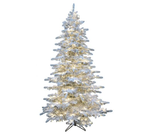 Christmas Time 6.5-Ft Silverado Pine White Floc ked Slim Tree
