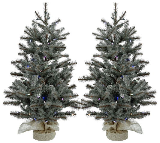 Fraser Hill Farm Set of Two 4-Ft. Heritage Pine Artificial Tre