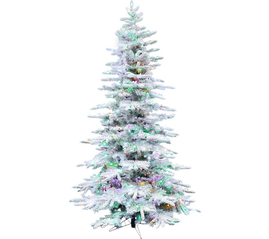 Fraser Hill Farm 6.5' Flocked Mountain Pine Christmas Tree