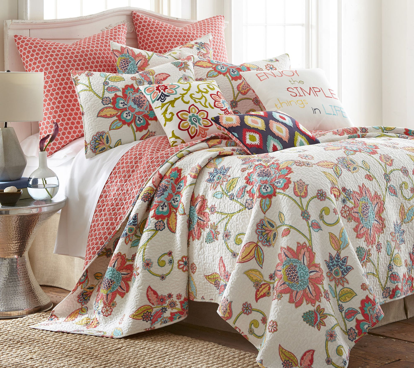 Levtex Home Clementine Floral 3-Piece King/CalKing Quilt Set