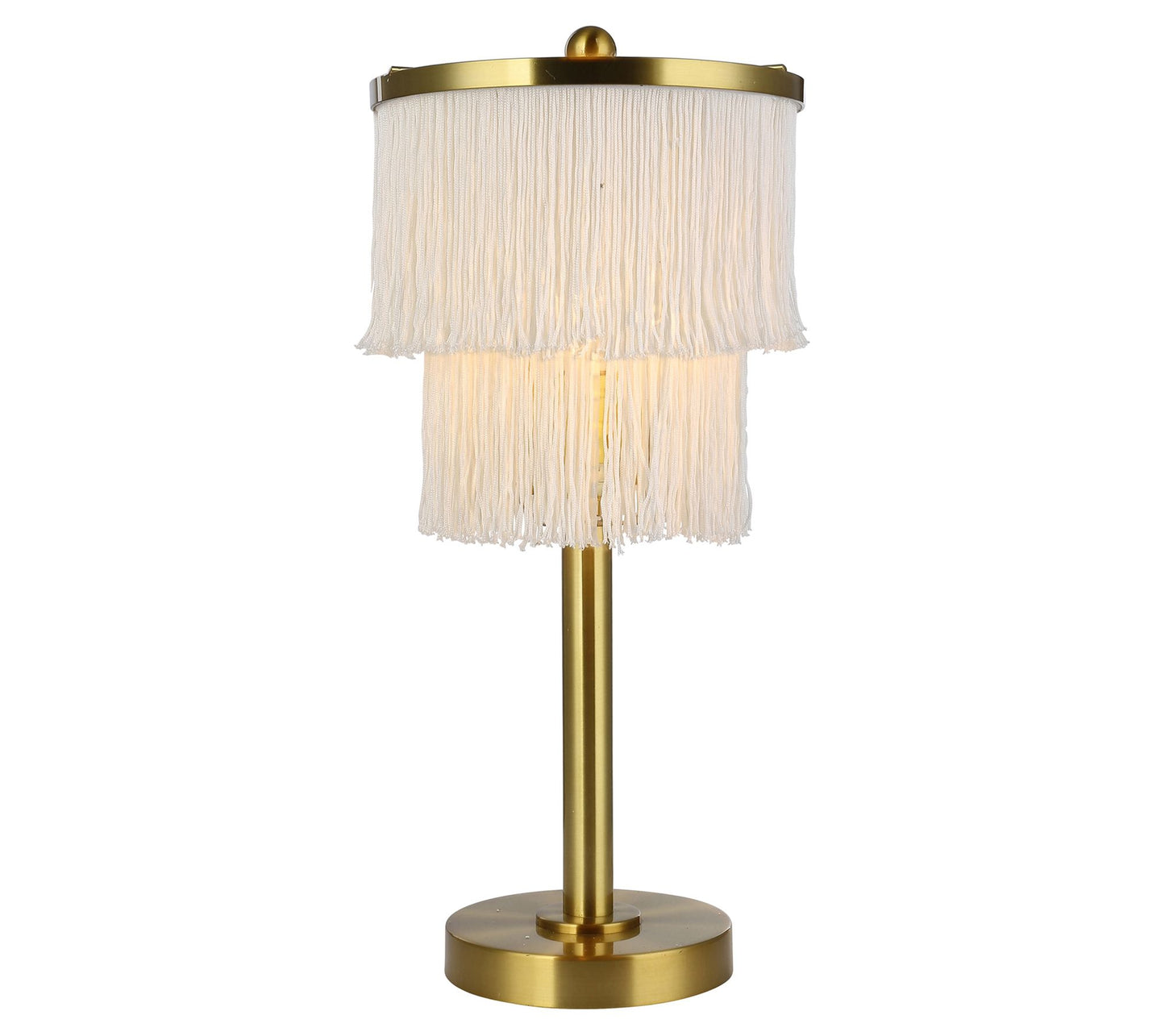 River of Goods Polished Metal Accent Lamp With Fringe Shade