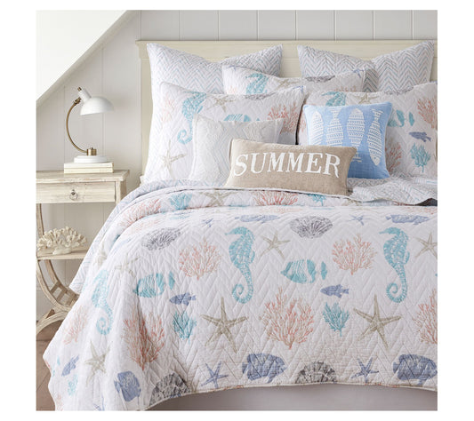Levtex Home Blue Sea 3-Piece Coastal Full/Queen Quilt Set