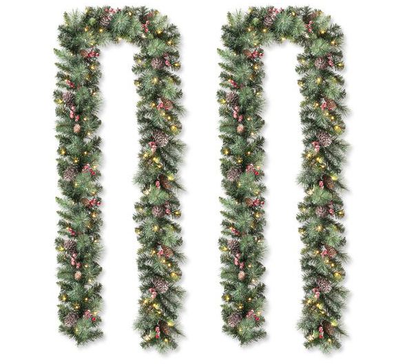 Glitzhome 6' Pinecones and Berries Christmas Garlands S/2