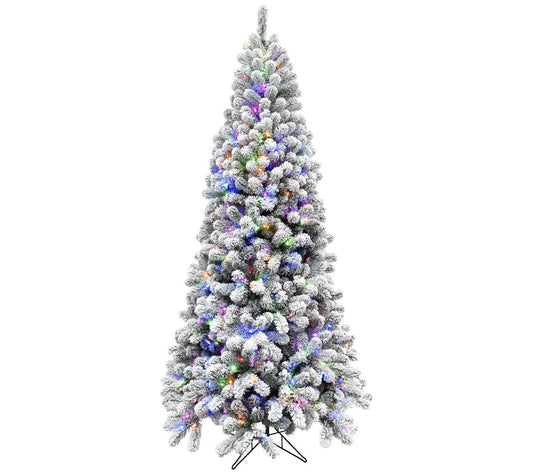 Fraser Hill Farm 7.5-Ft. Flocked Silverton Fir Christmas Tree