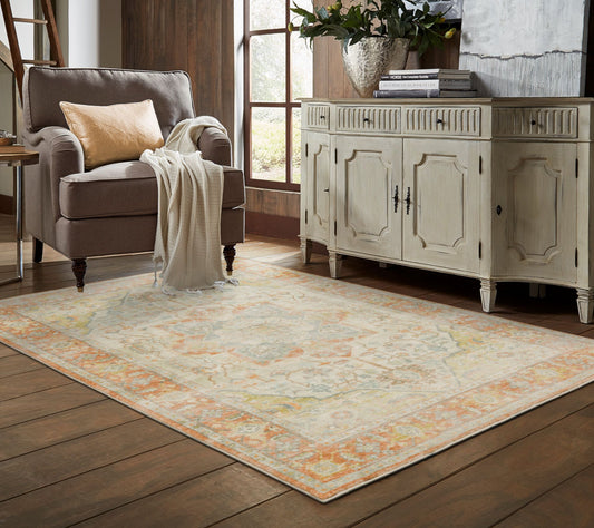 Supremely Soft Micro Plush Medallion Printed Indoor 5'3" x 7'6" Rug