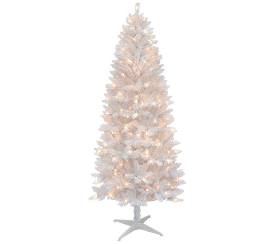 Puleo 6' Pre-Lit White Carson Artificial Pine Tree