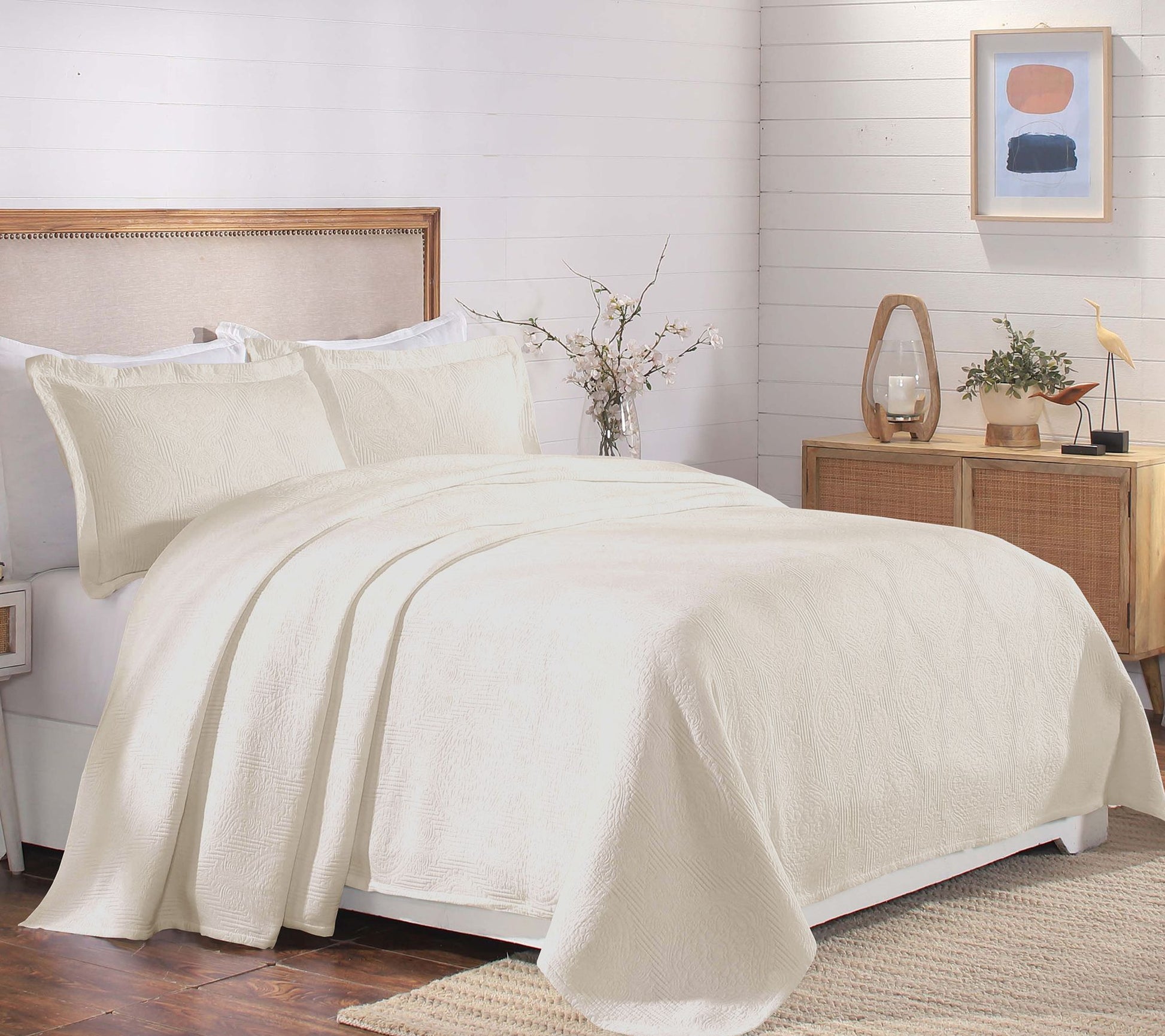 Superior Victory Cotton Matelasse Weave Bedspread Set- King