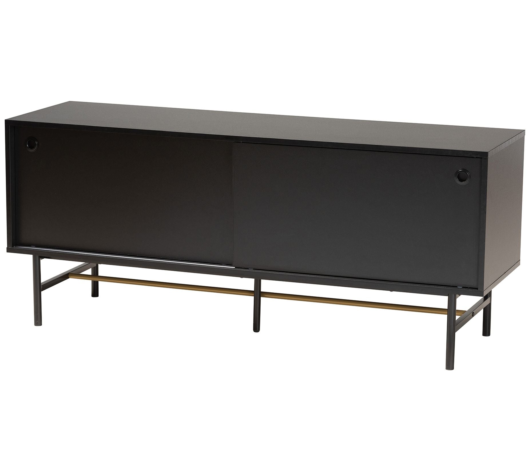 Baxton Studio Truett Dark Brown Wood and BlackMetal TV Stand