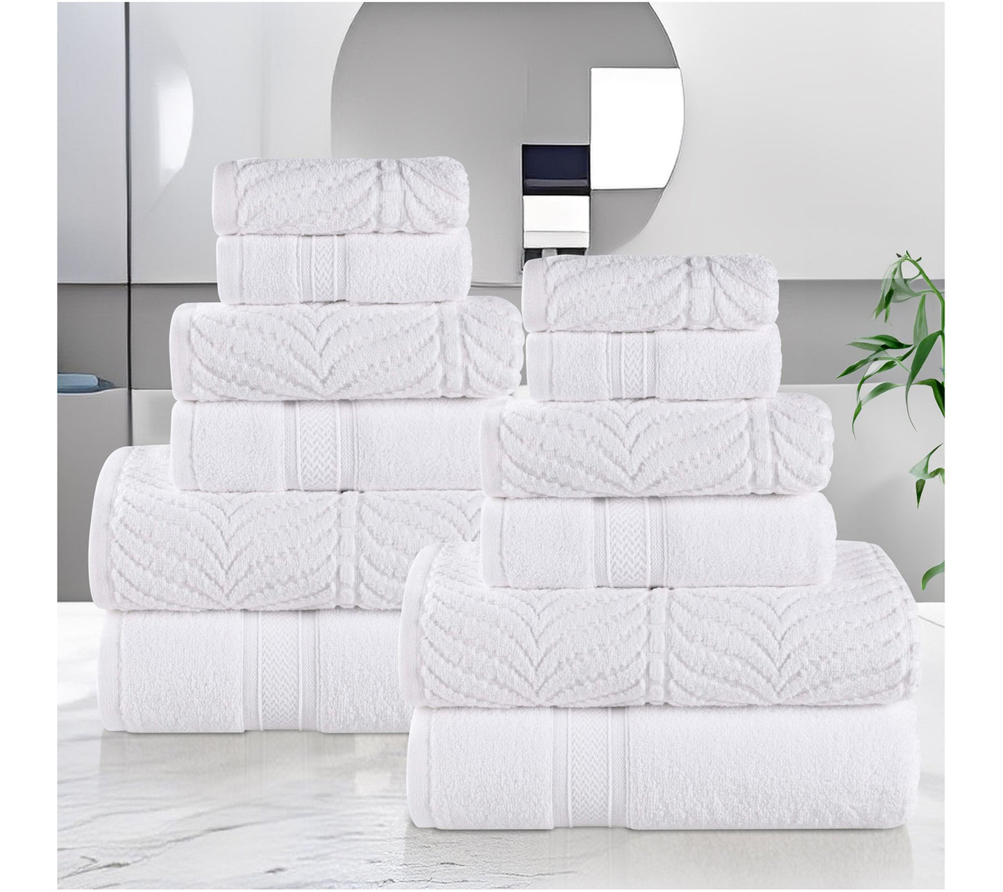 Superior Zero T wist Cotton Sof t Absorbent 12 Piece Towel Set