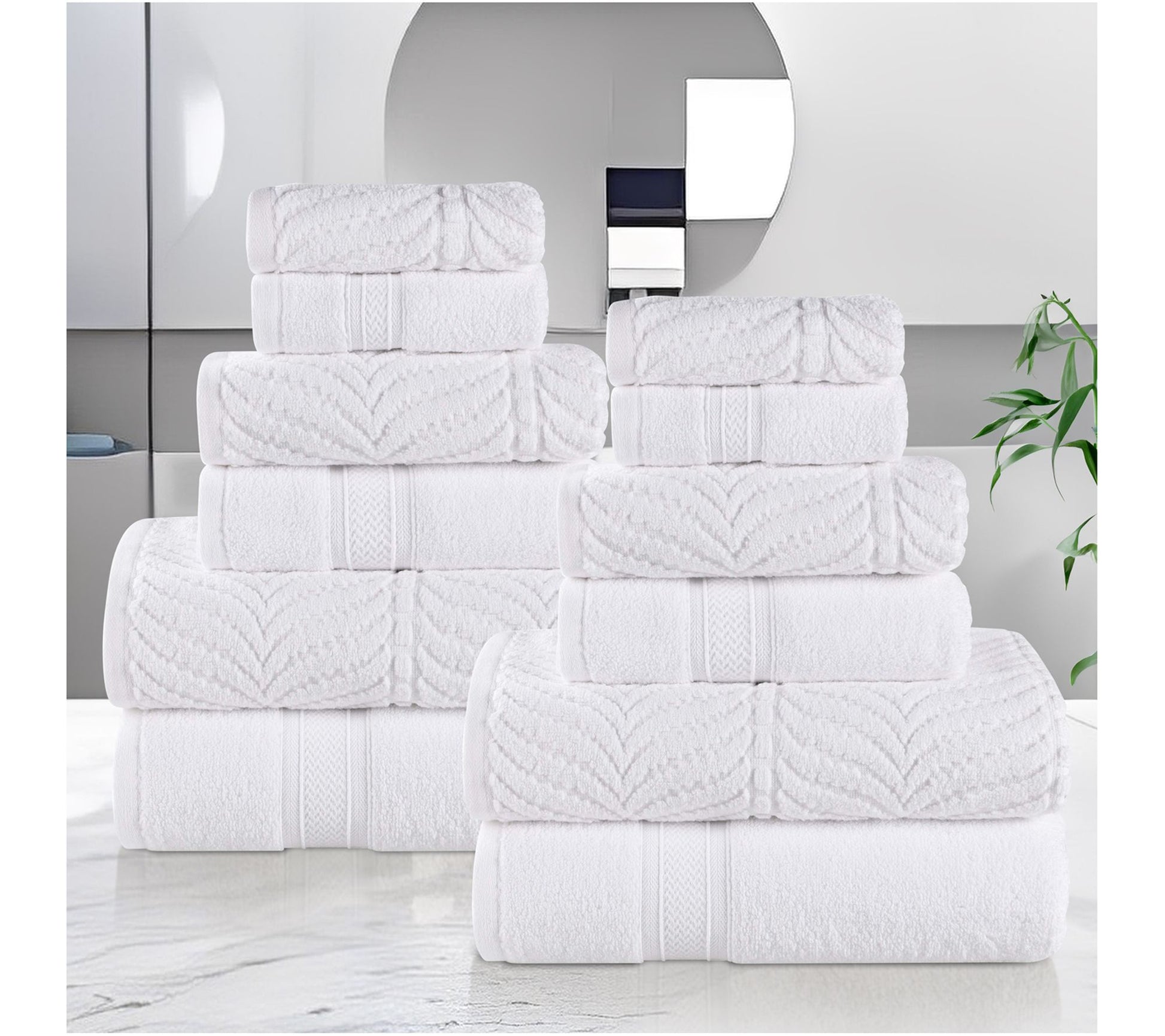 Superior Zero T wist Cotton Sof t Absorbent 12 Piece Towel Set