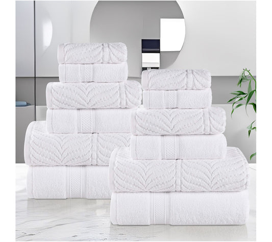 Superior Zero T wist Cotton Sof t Absorbent 12 Piece Towel Set