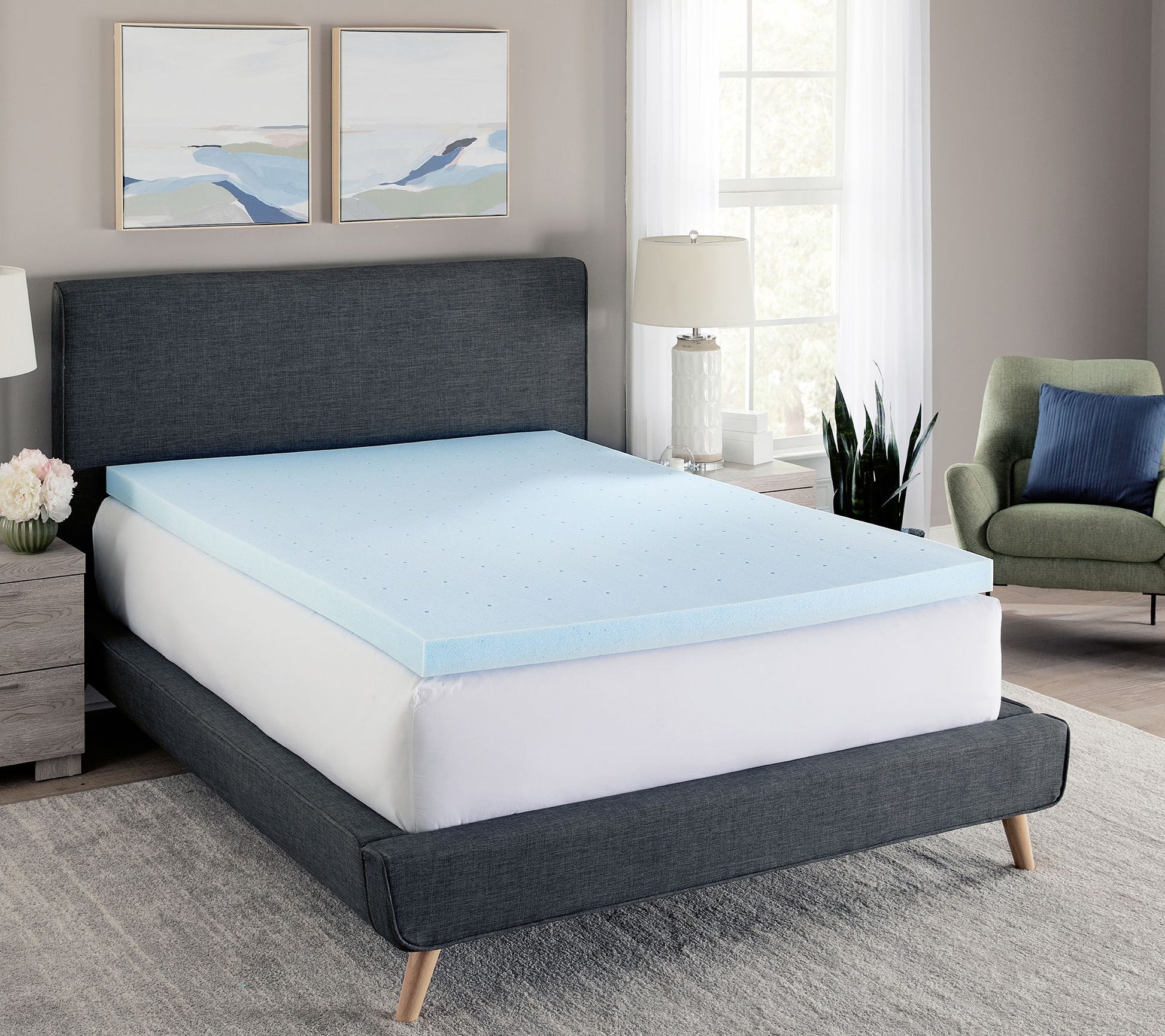 Bodipedic 4" Gel-Infused Memory Foam Mattress Topper, Queen