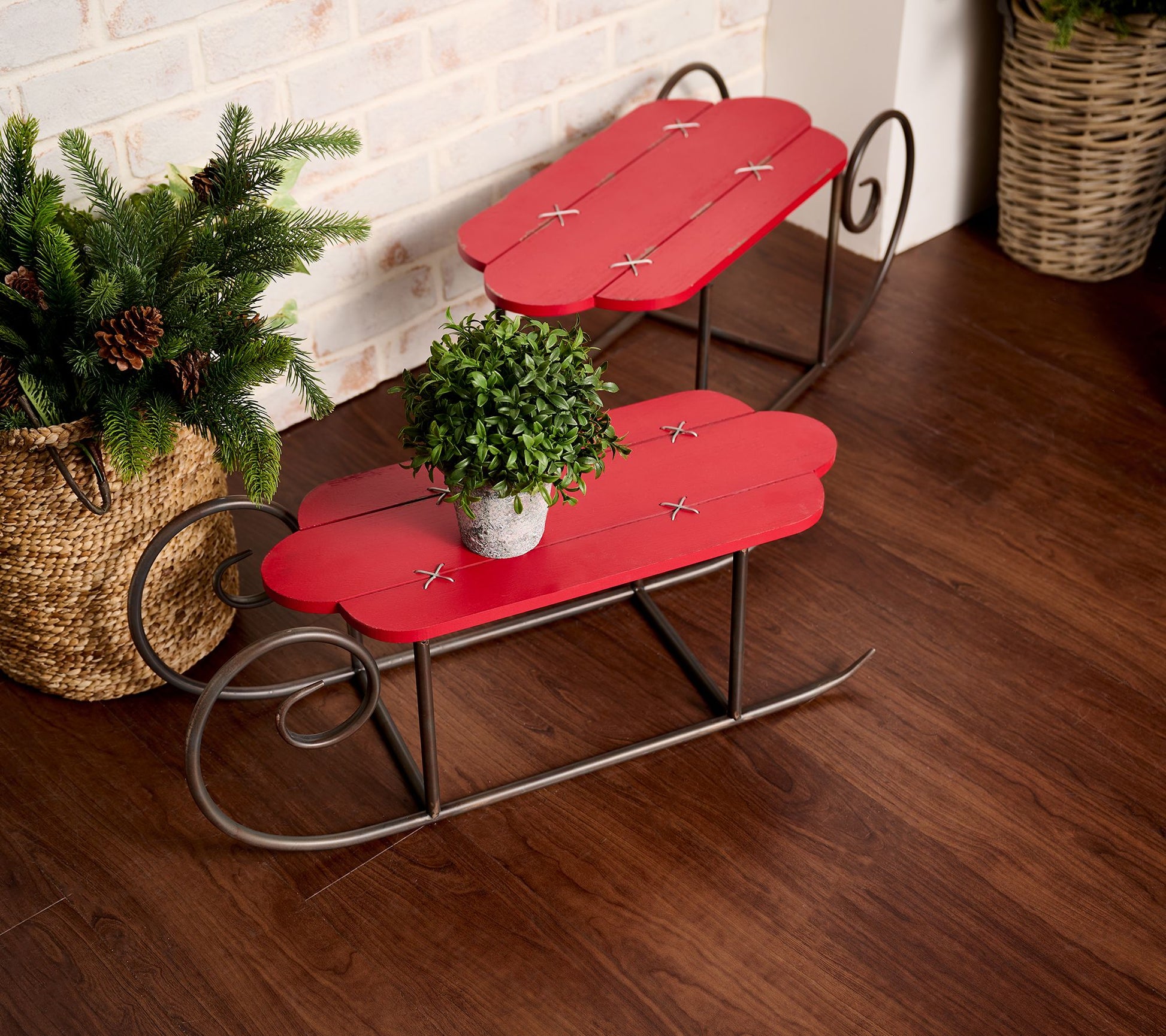 Set of 2 Wood Nested Sleighs with Metal Runner by Valerie