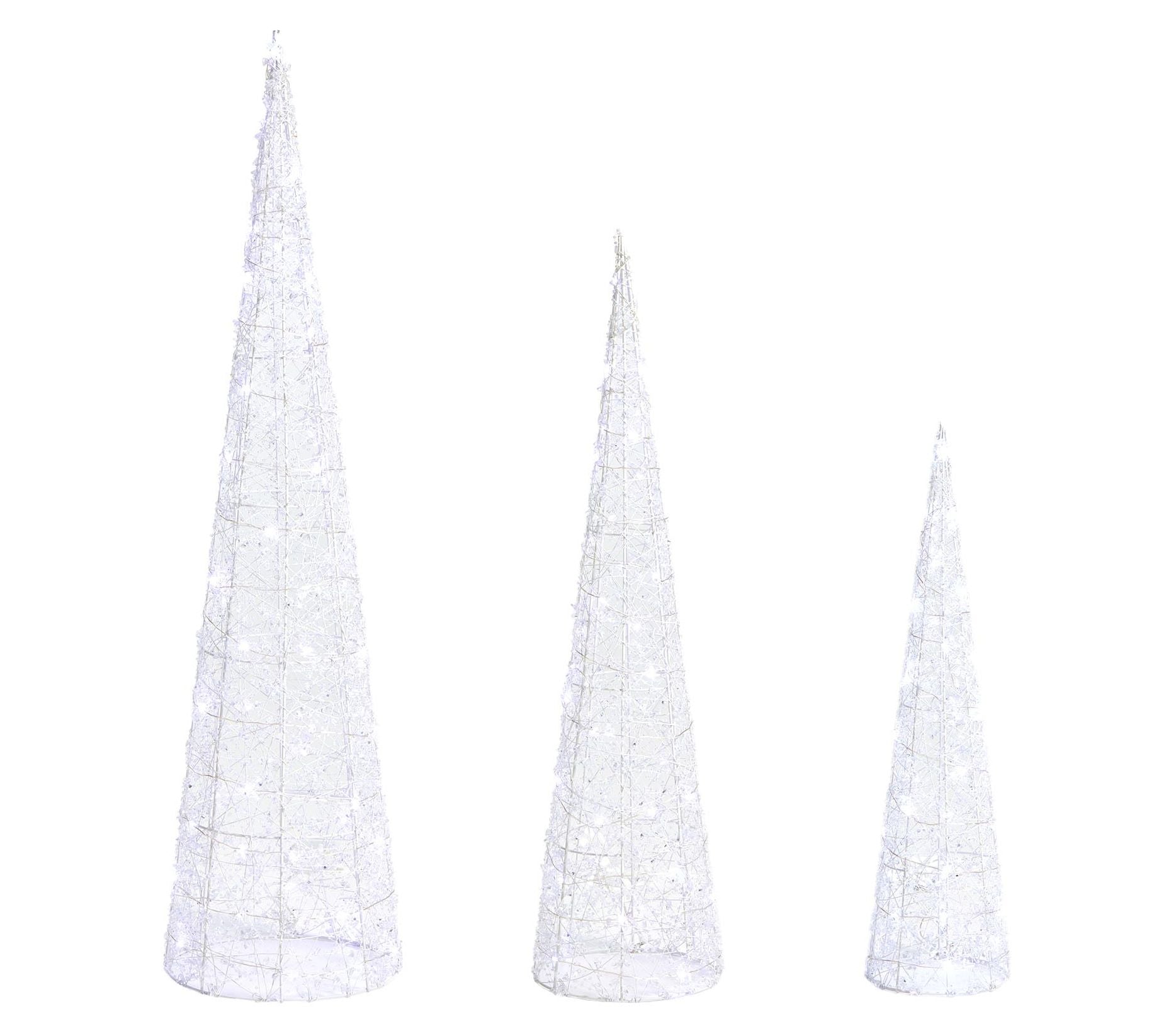 Glitzhome 23" LED Lighted Christmas Cone TreesS/3