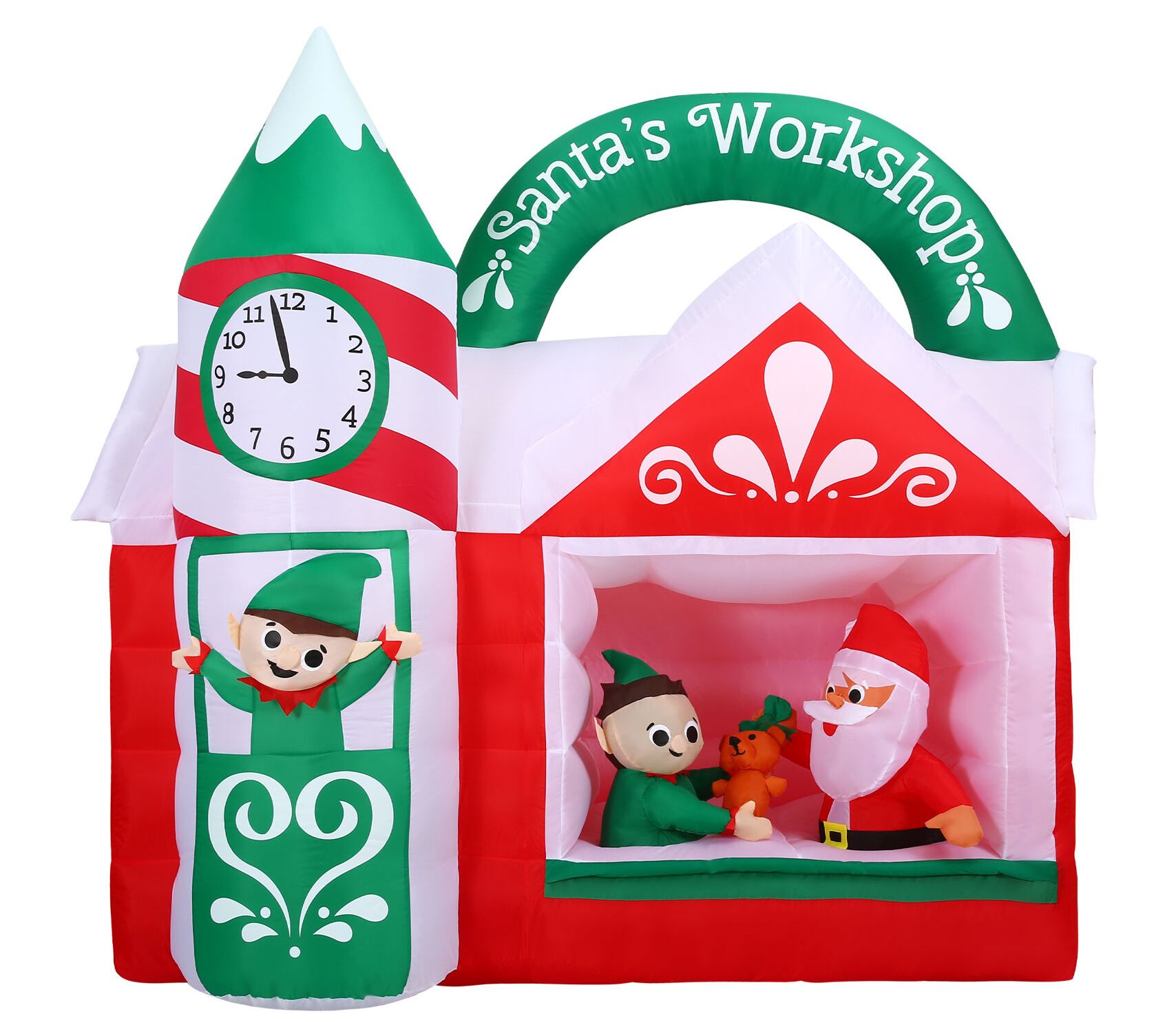 Christmas Time 6ft Wide Pre-Lit Inflatable Santa's Workshop