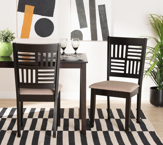 Baxton Studio Deanna Fabric and Wood Dining Chair Set of 2