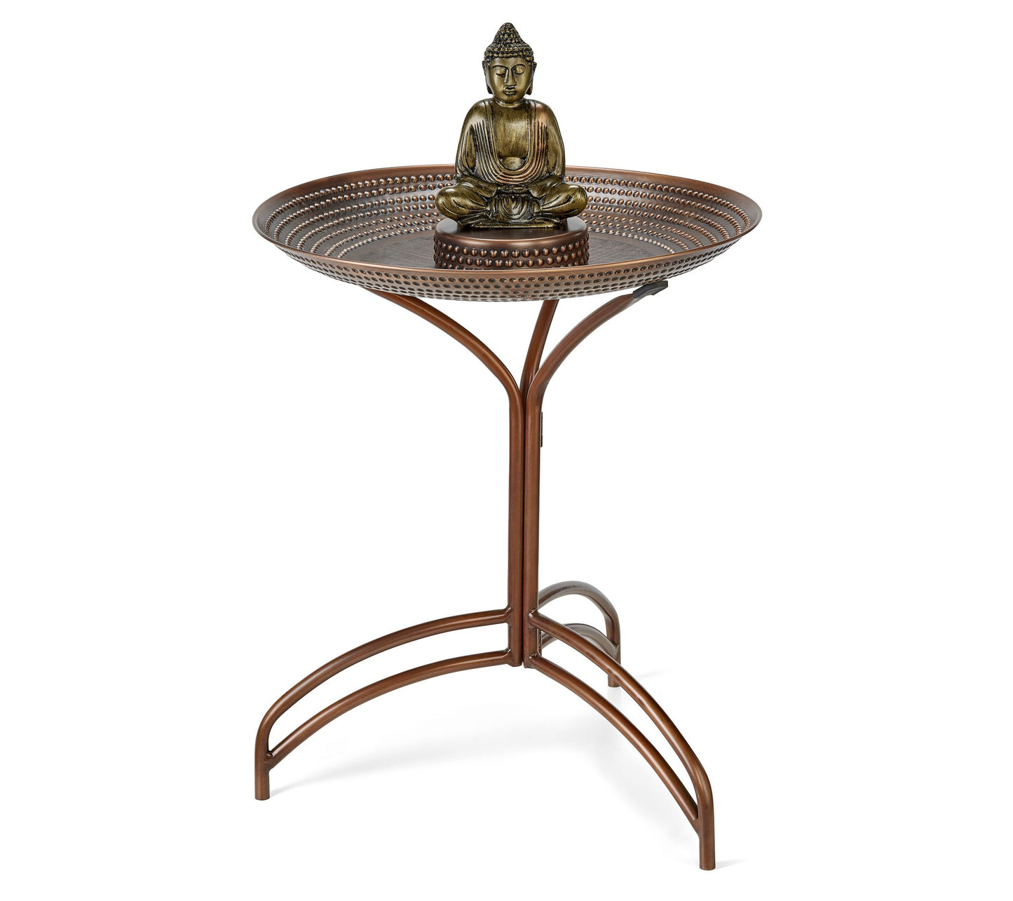 Good Directions 20" Copper Bird Bath with Buddha and Stand