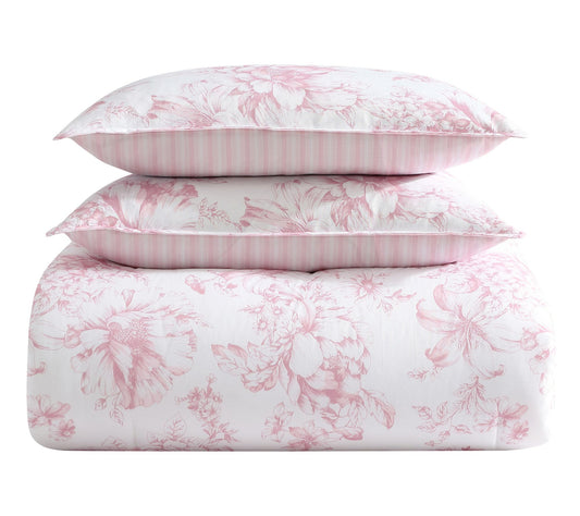 Laura Ashley Delphine Pink Twin Comforter Sham Set