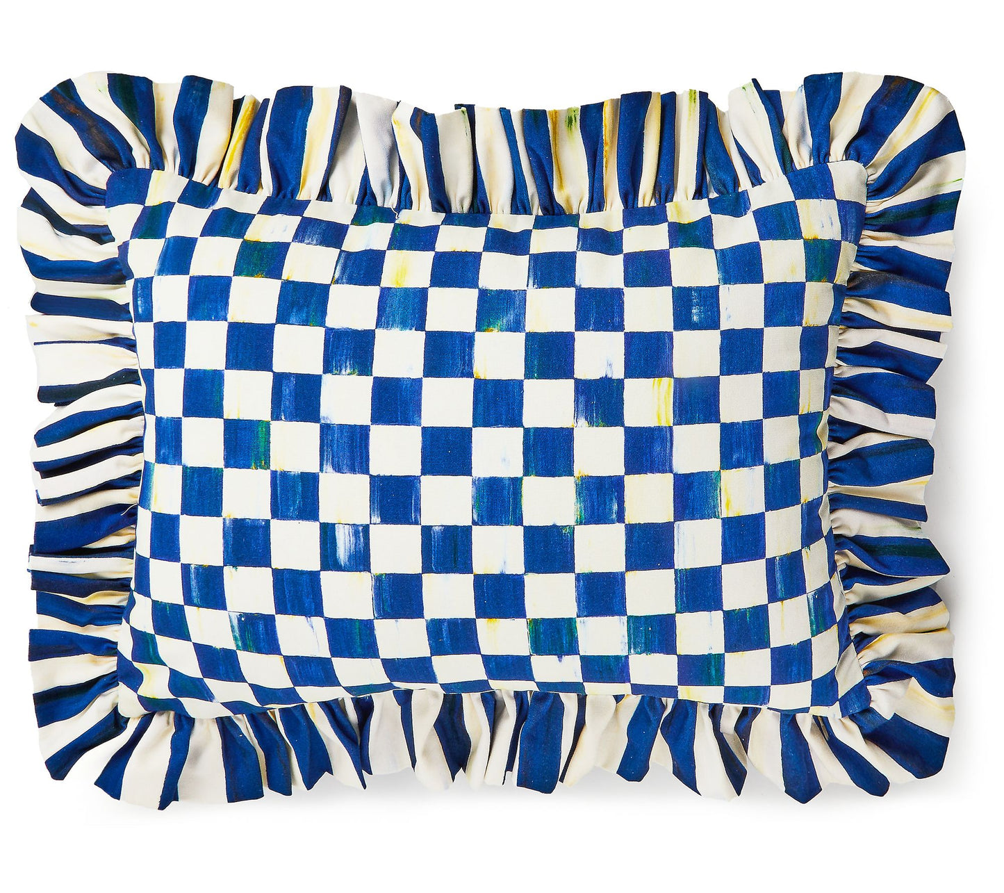 MacKenzie-Childs Royal Check Ruffle Lumbar Pillow