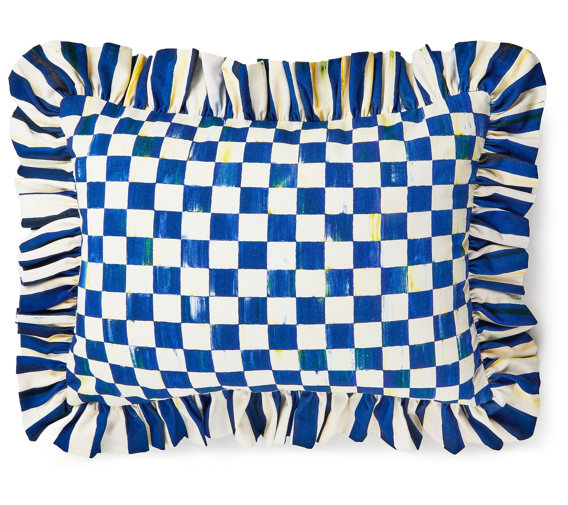 MacKenzie-Childs Royal Check Ruffle Lumbar Pillow