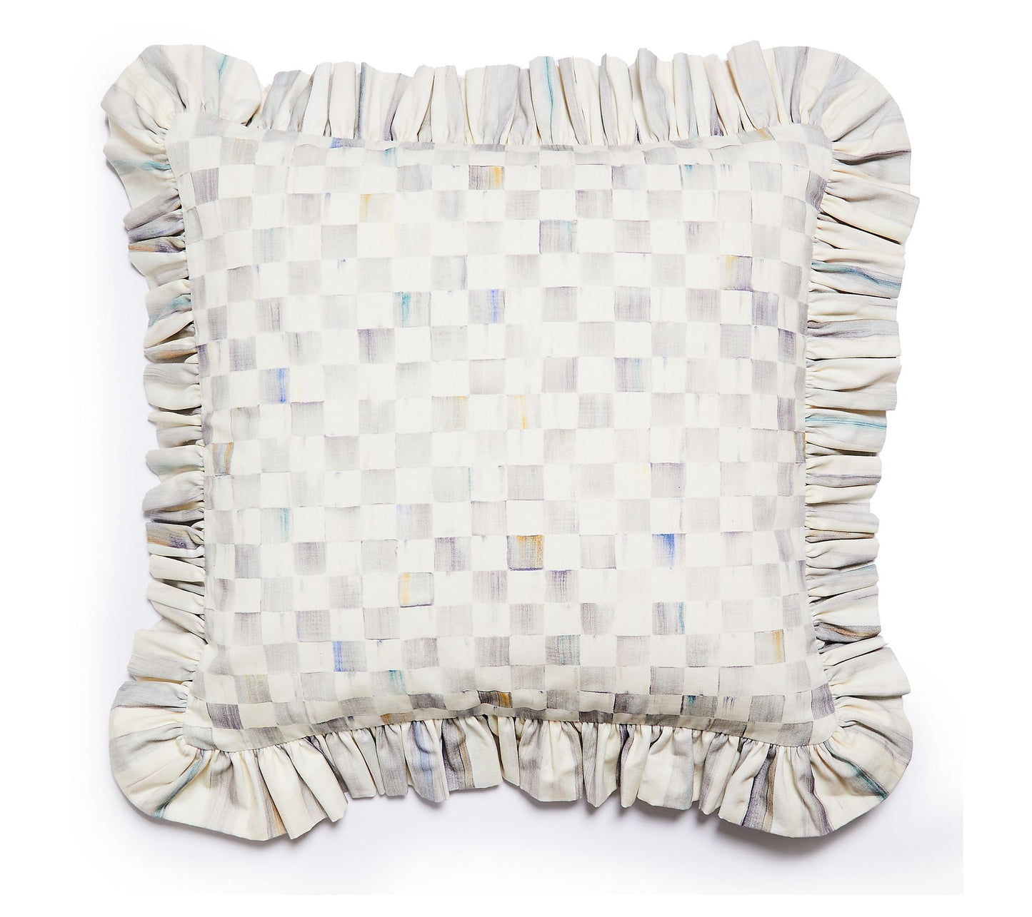 MacKenzie-Childs Sterling Check Ruffle Throw Pillow
