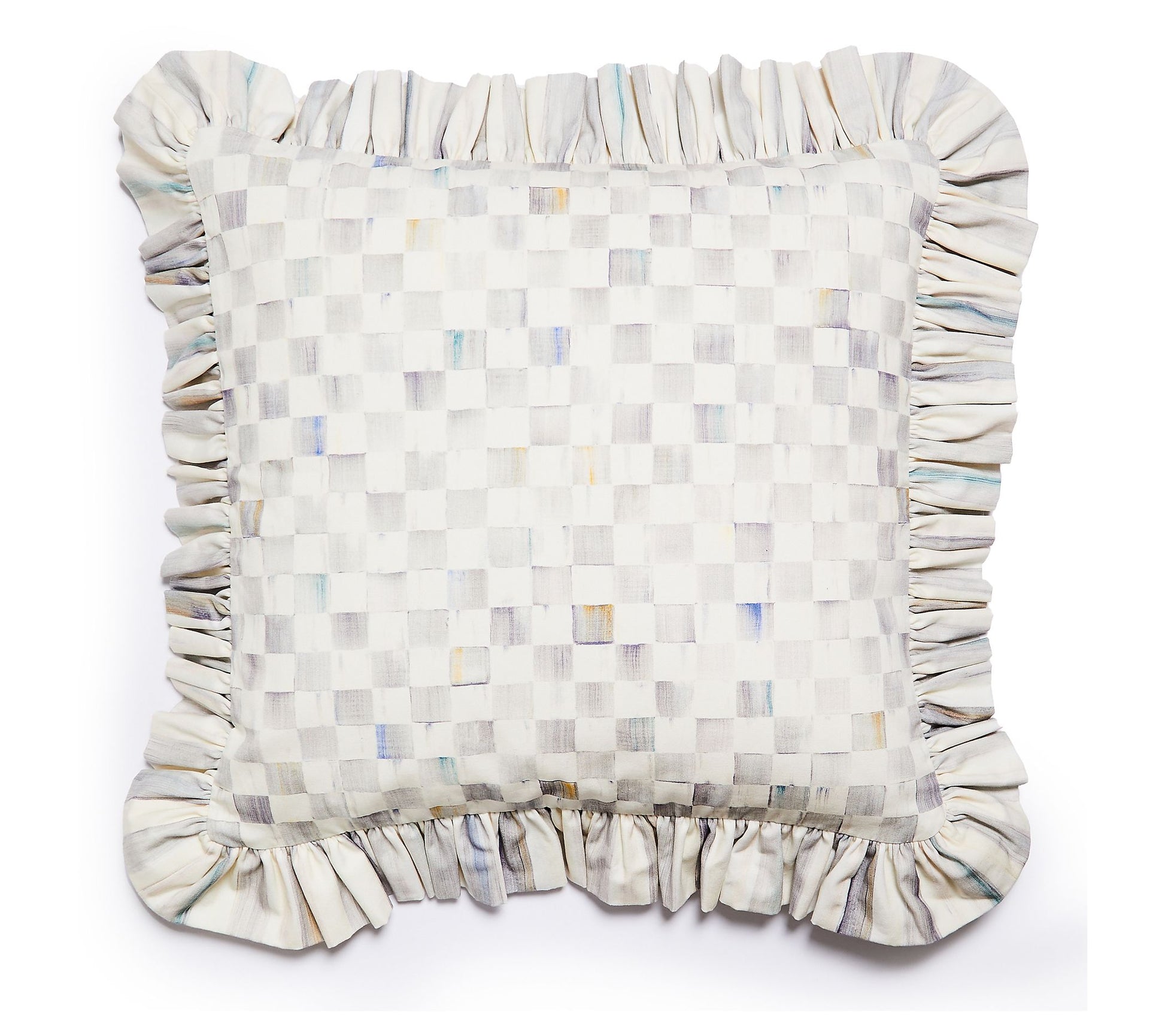 MacKenzie-Childs Sterling Check Ruffle Throw Pillow