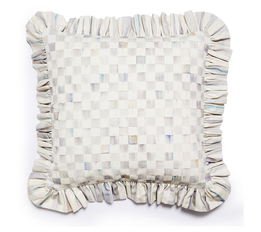 MacKenzie-Childs Sterling Check Ruffle Throw Pillow