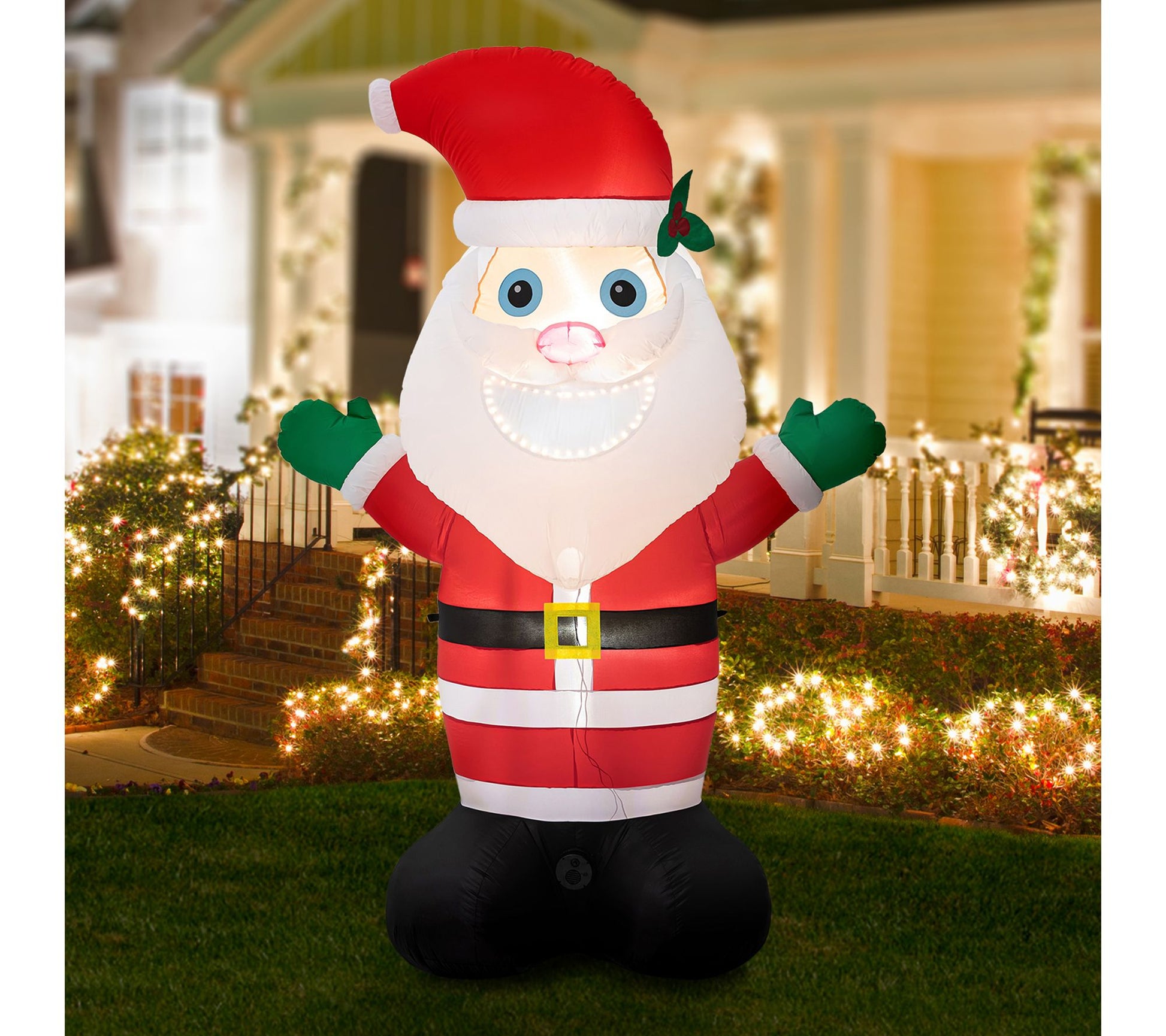Glitzhome 8FT Lighted Indoor Outdoor Musical Santa Inflatable