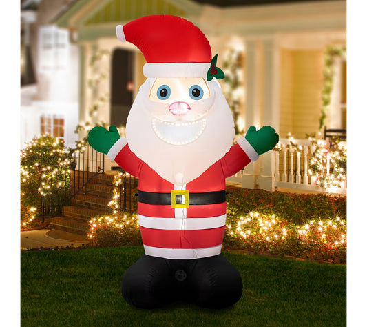 Glitzhome 8FT Lighted Indoor Outdoor Musical Santa Inflatable