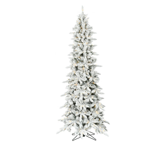 Fraser Hill Farm 7.5-Ft. Slim Mountain Pine Flocked Christmas