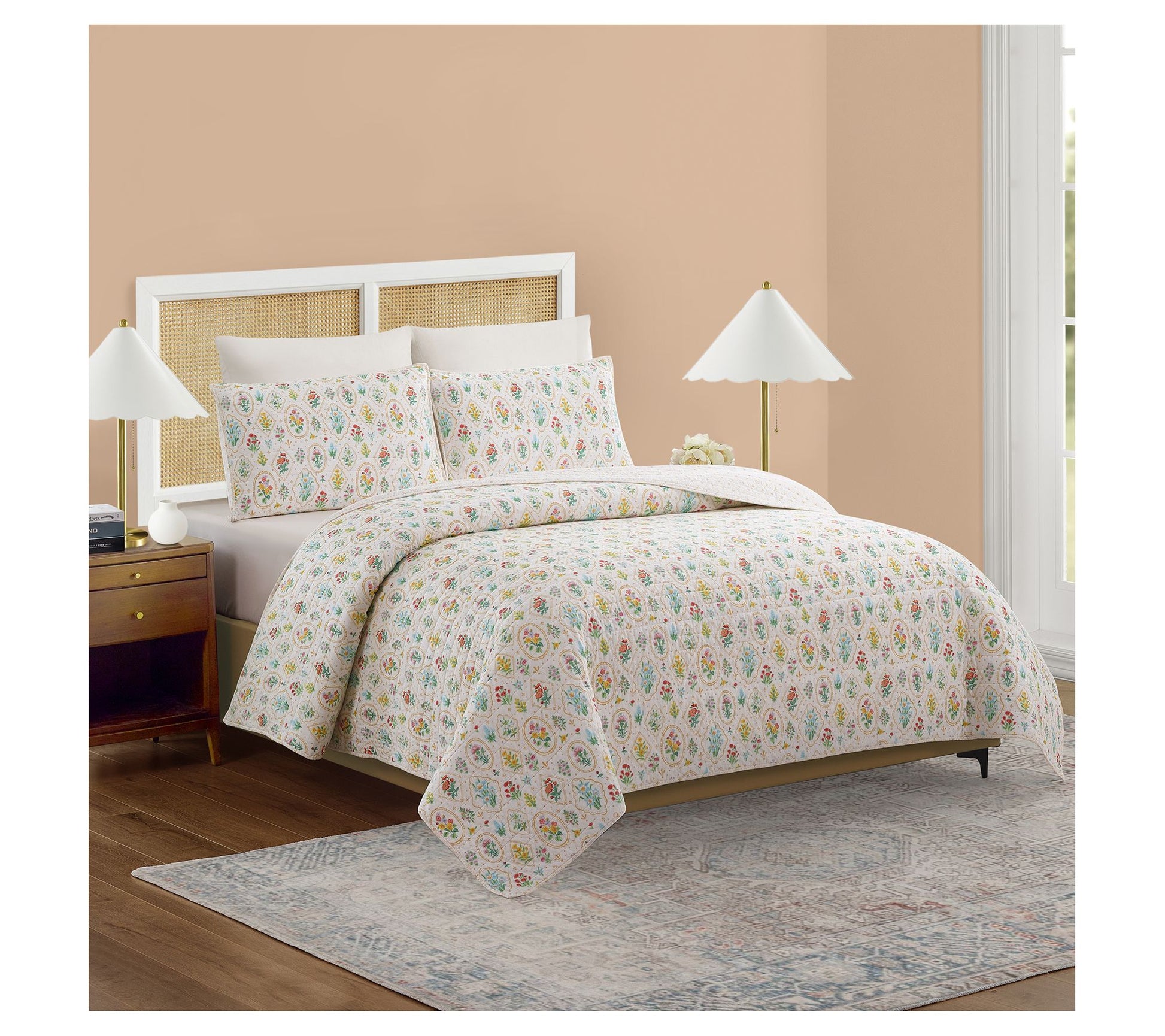 Floral Wallpaper 3pc King Quilt Set by Angela Staehling