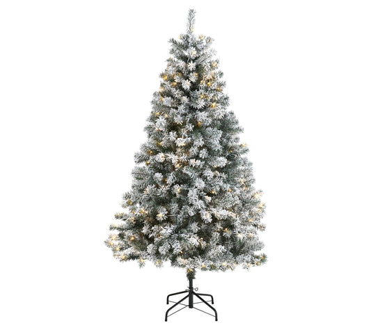 6' Flocked Christmas Tree with 250 Lights by Nearly Natural