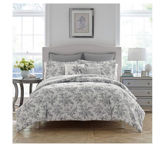 Laura Ashley Annalise Gray King Duvet Cover Set