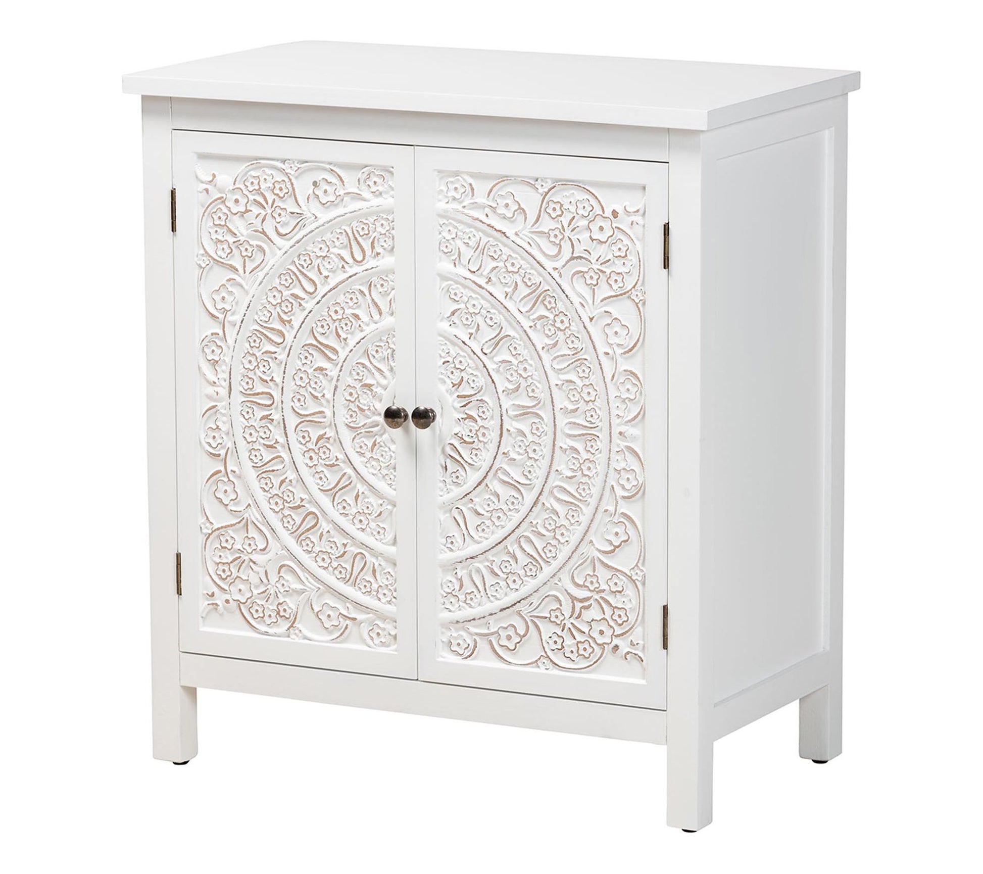 Baxton Studio Yelena White Wood 2-Door StorageCabinet